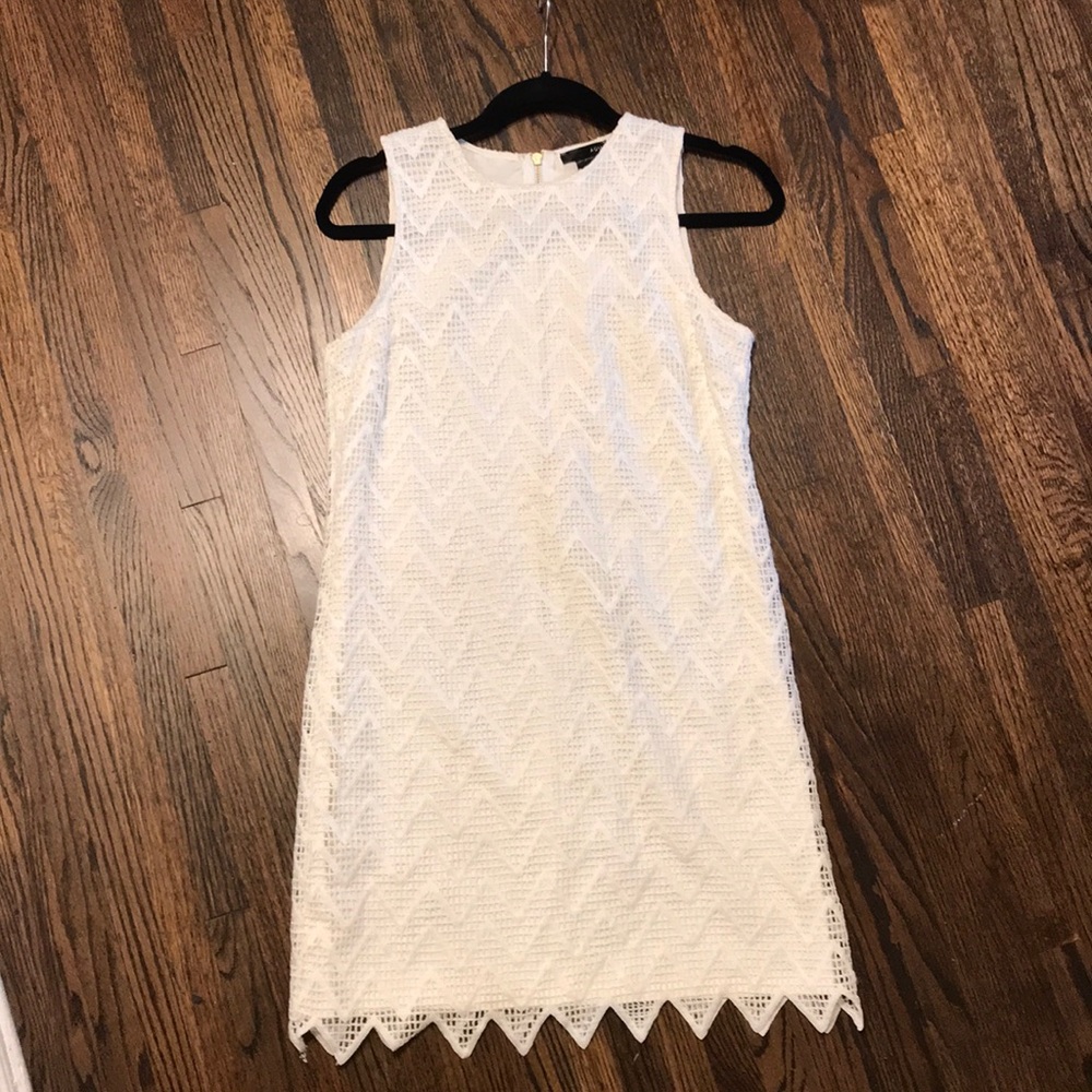 White chevron lace dress